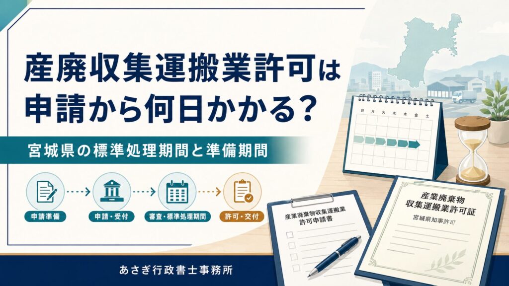 産廃収集運搬業許可は申請から何日かかる？宮城県の標準処理期間と準備期間