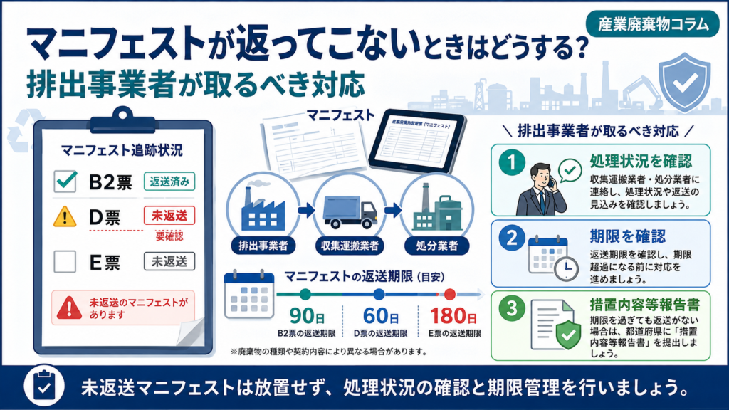 マニフェストが返ってこないときはどうする？排出事業者が取るべき対応