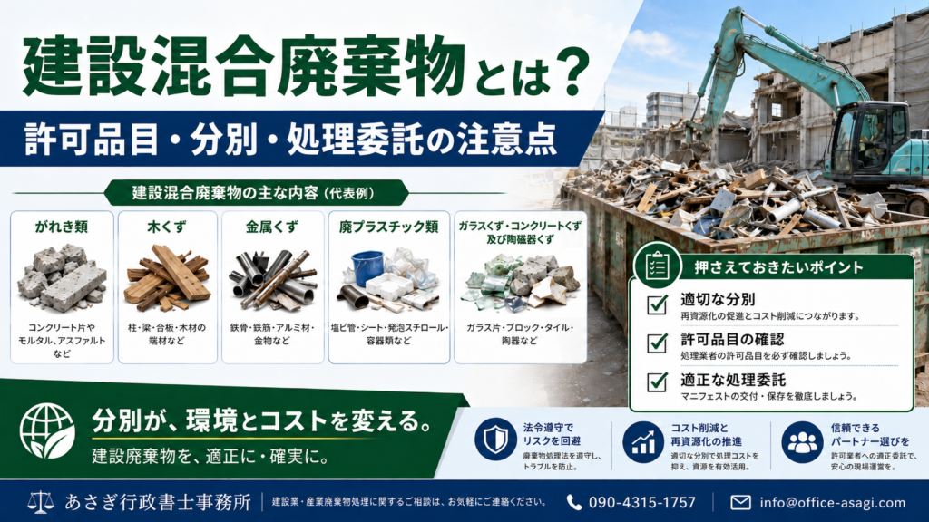 建設混合廃棄物とは？許可品目・分別・処理委託の注意点